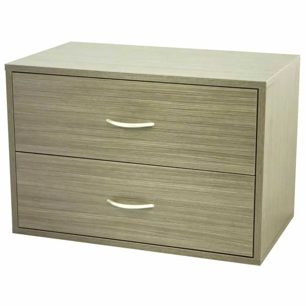 freedomRail Arranged Living O-Box Driftwood 2-drawer Shelf Unit
