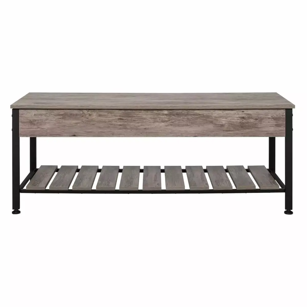 Industrial Storage Bench with Lift Top for Entryway Shoe Organization