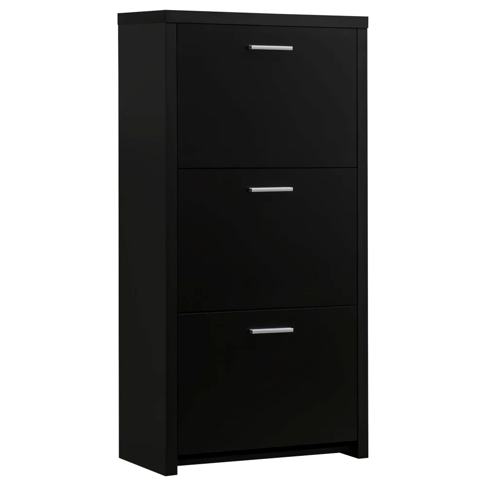 Vivian 3-Drawer Shoe Cabinet Black - Compact Shoe Storage for Entryway or Closet