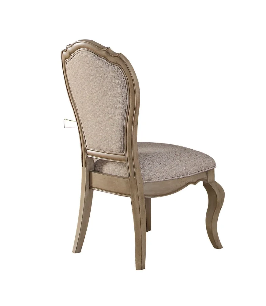 Chelmsford Beige Fabric Side Chair with Antique Taupe Legs