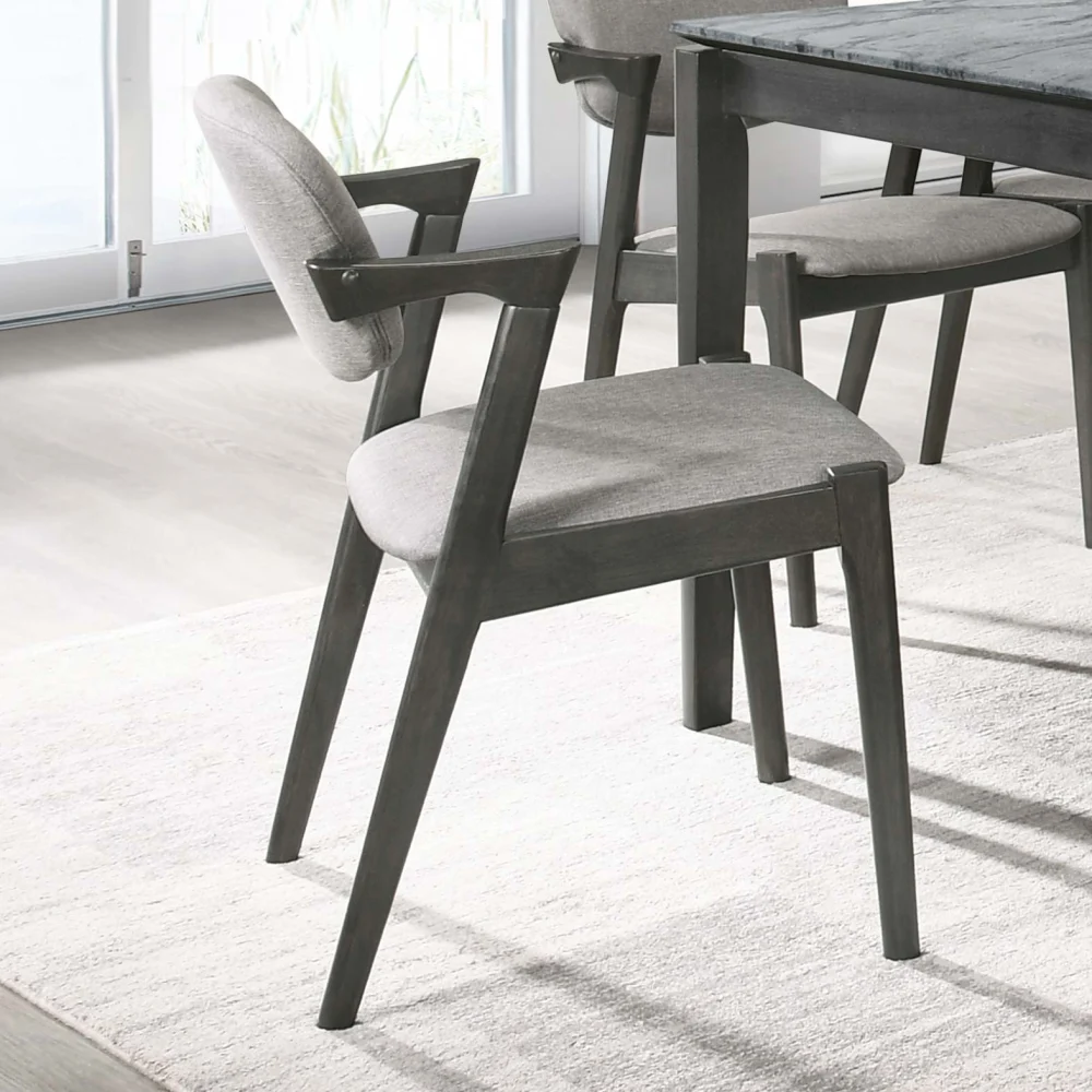Stevie Upholstered Demi Arm Dining Side Chairs Brown Grey Black Set of 2