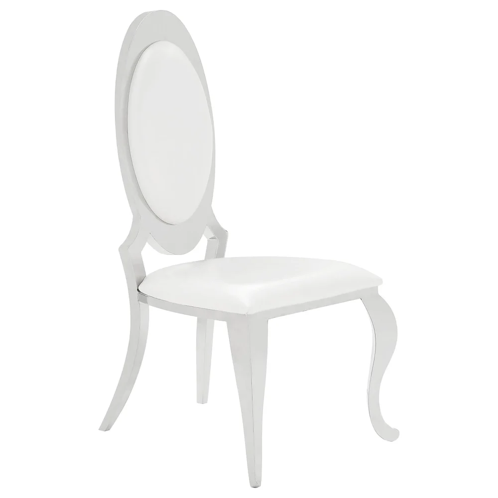 Anchorage Oval Back Side Chairs Set of 2 Cream and Chrome Modern Dining Chairs