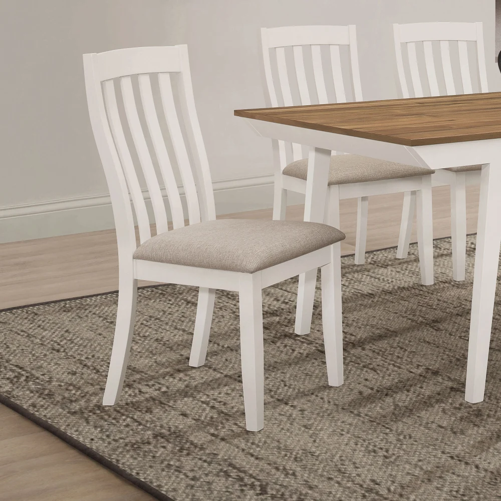 Anwar Vertical Slat Back Dining Side Chair Off White Contemporary Dining Chair