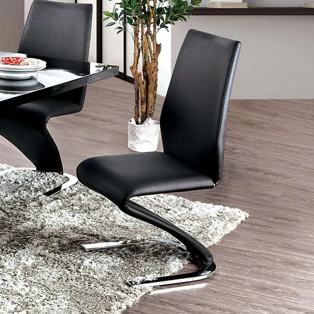 Midvale Black Chrome Side Chair Set of 2 Modern Dining Chairs