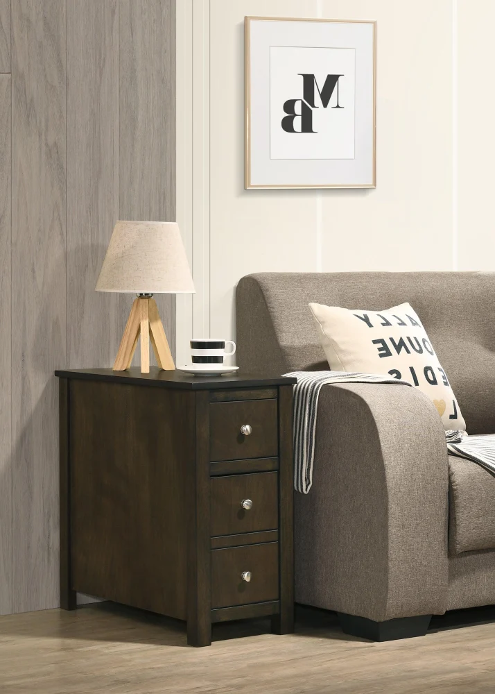 ISSAC CHAIRSIDE TABLE in Grey and Walnut - Compact Side Table