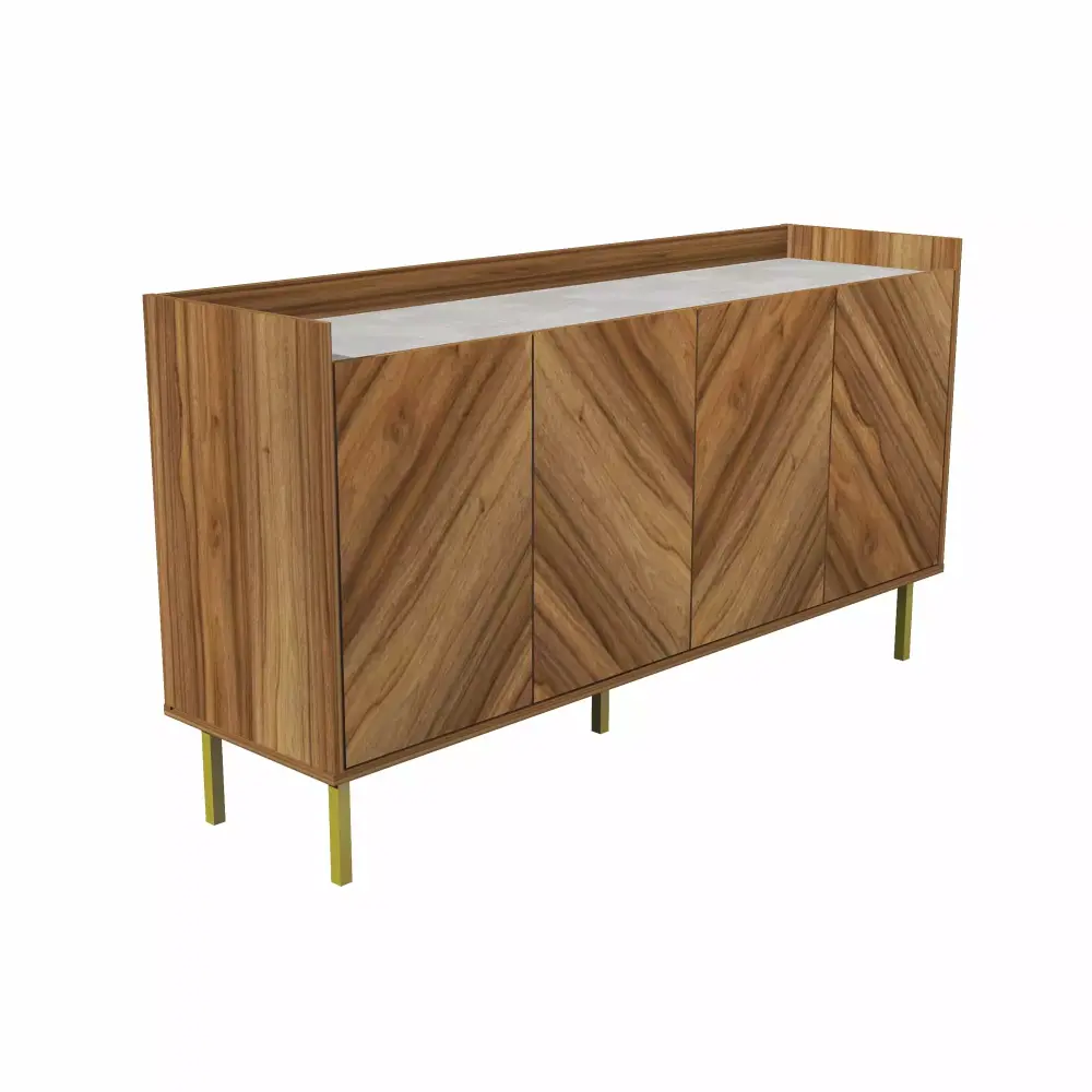 Inval America Engineered Wood Brown Oak Entryway Sideboard Console Table