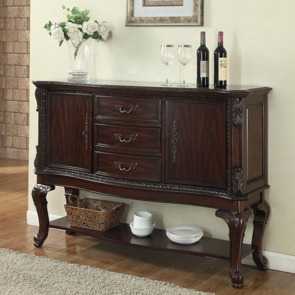 Crown Mark Kiera Sideboard Rich Brown Dining Room Storage Cabinet