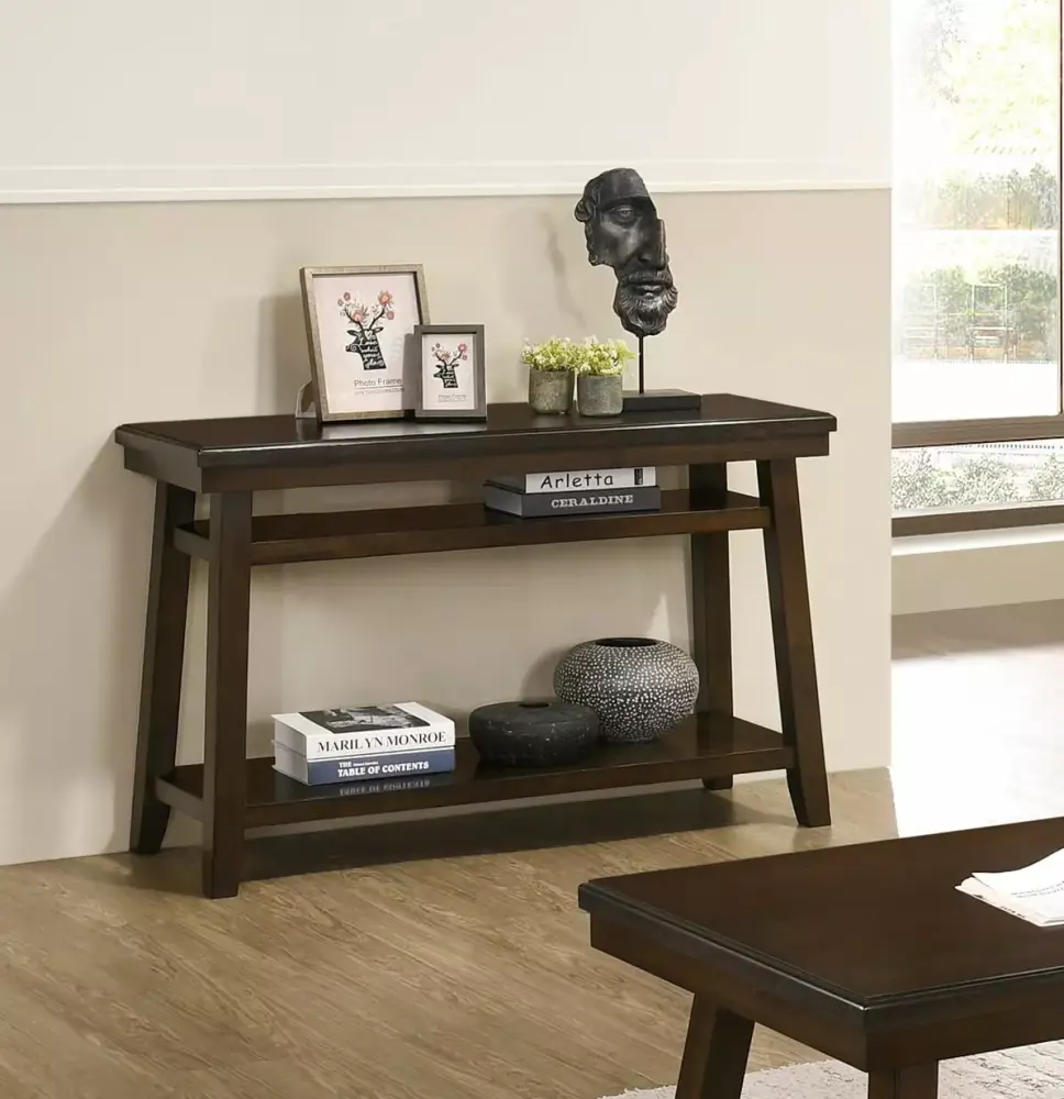 Simple Relax Rectangular Console Table In Dark Espresso