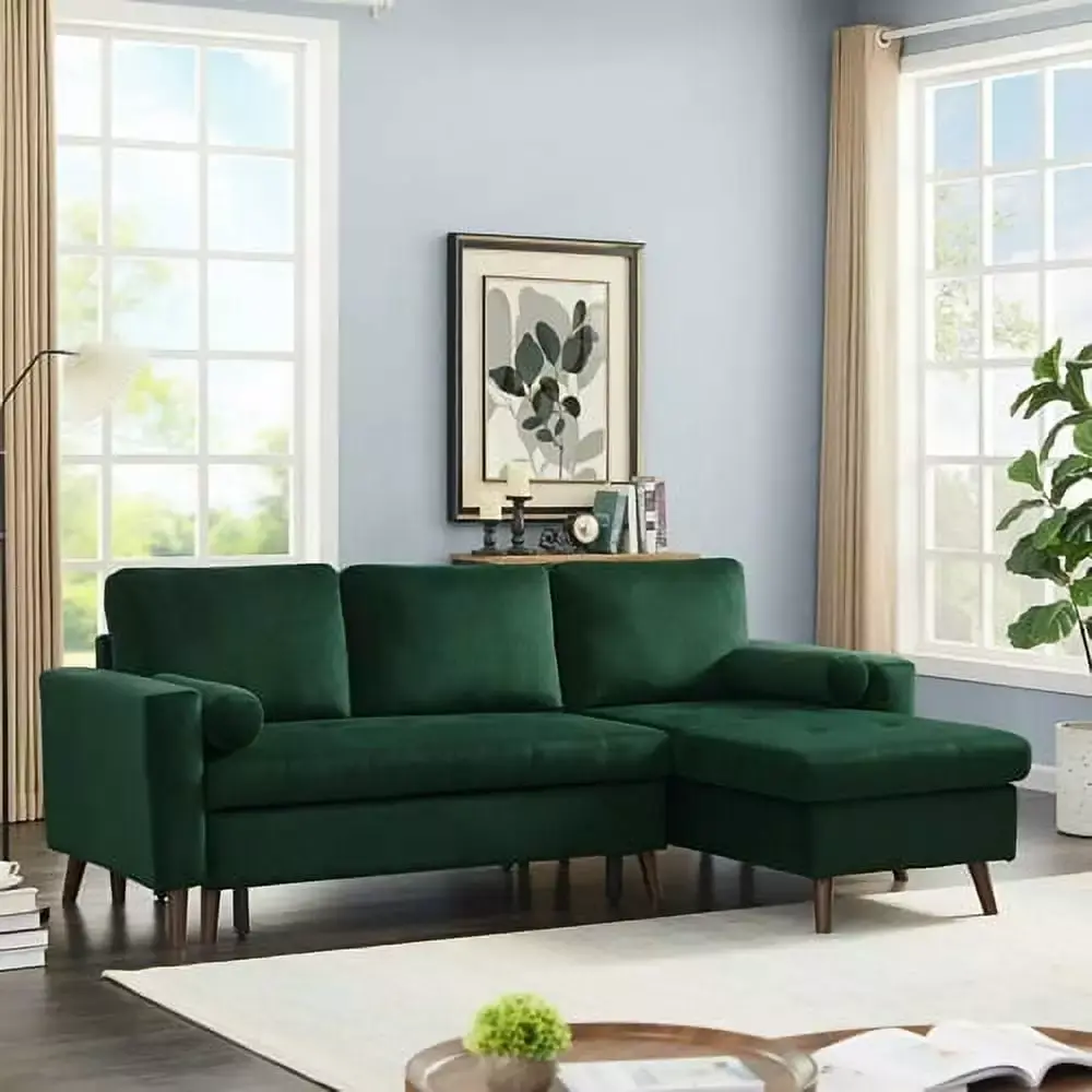 88 Inch Reversible Pull-Out Sleeper Sectional Sofa Bed with Storage Chaise