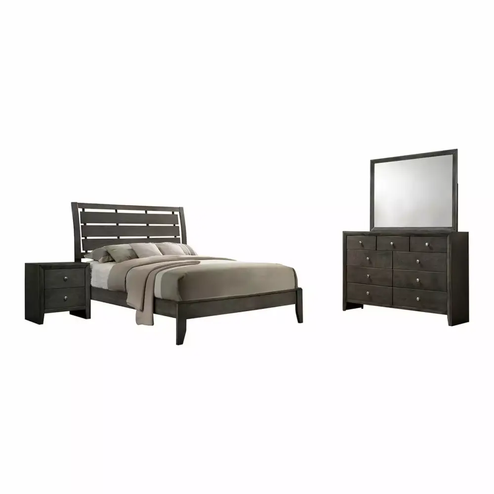Serenity 4-Piece Queen Sleigh Bedroom Set in Mod Grey
