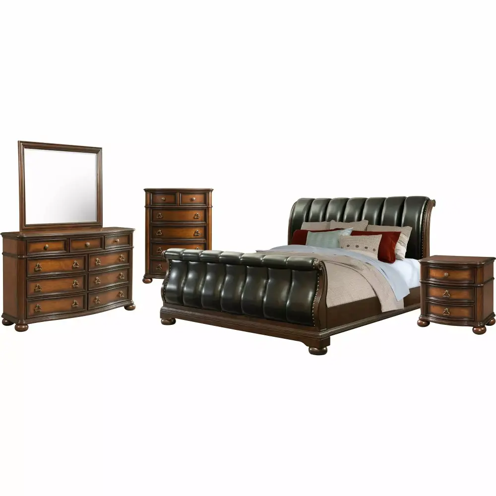 Picket Houtilize Furnishings Pentos Queen Sleigh 5PC Bedroom Set