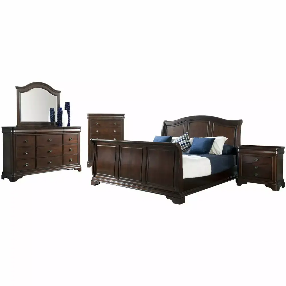 Picket Houtilize Furnishings Conley Sleigh Bedroom Set Multiple Sizes Configurations and Finishes