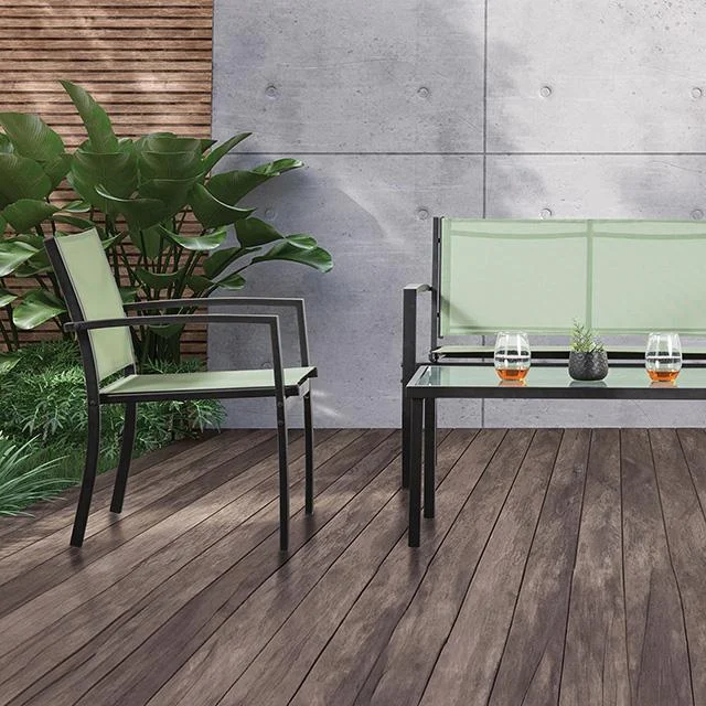 Ibiza 4 Piece Green Outdoor Sling Patio Set Knock Down