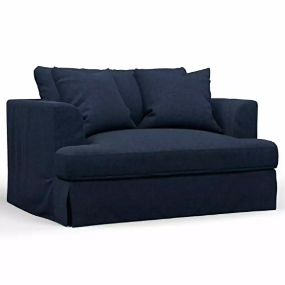 Sunset Trading Newport 52 Fabric Slipcovered Chair and a Half in Navy Blue