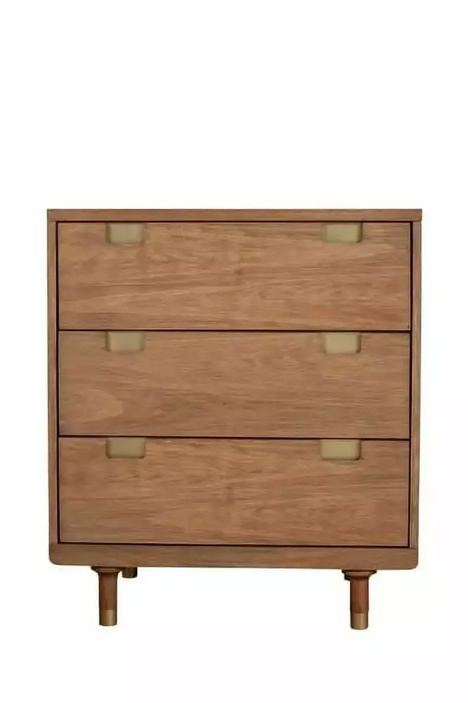 Alpine Furniture Easton Three Drawer Small Wood Chest in Sand Beige Compact Dresser
