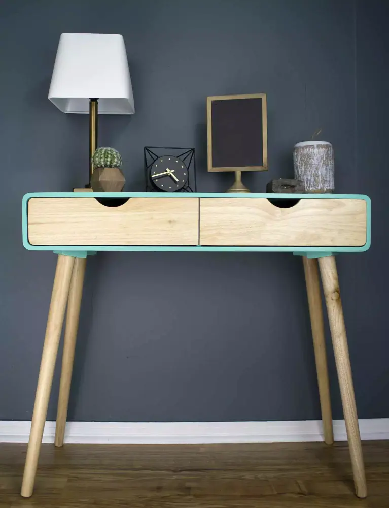 31.5 Inch Aqua Console Table with 2 Drawers for Living Room or Entryway