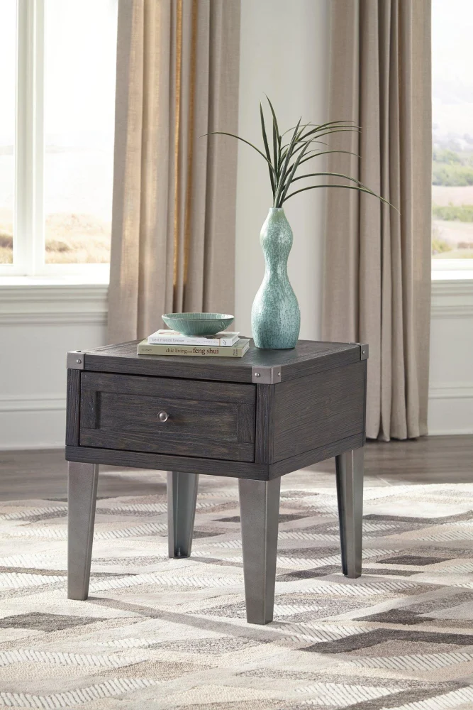 Todoe End Table with Built-In USB Ports and Electrical Outlets for Convenient Charging