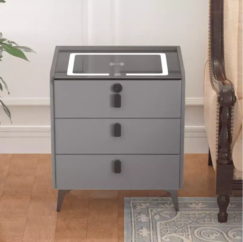 AFANQI Intelligent Nightstand with Wireless Charging USB Port and LED Lights - Modern Bedroom Side Table