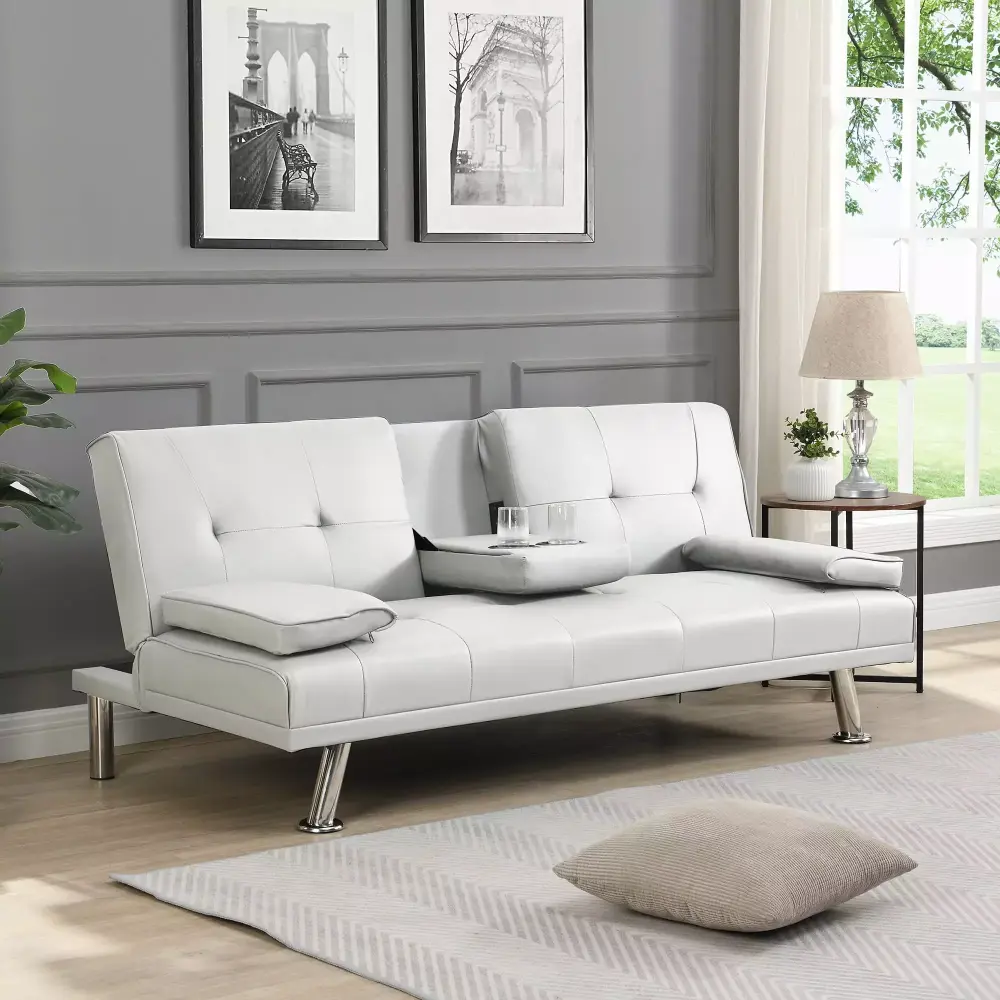 DeeHome Sofa Bed with Armrest and Wood Frame Stainless Legs for Modern Living