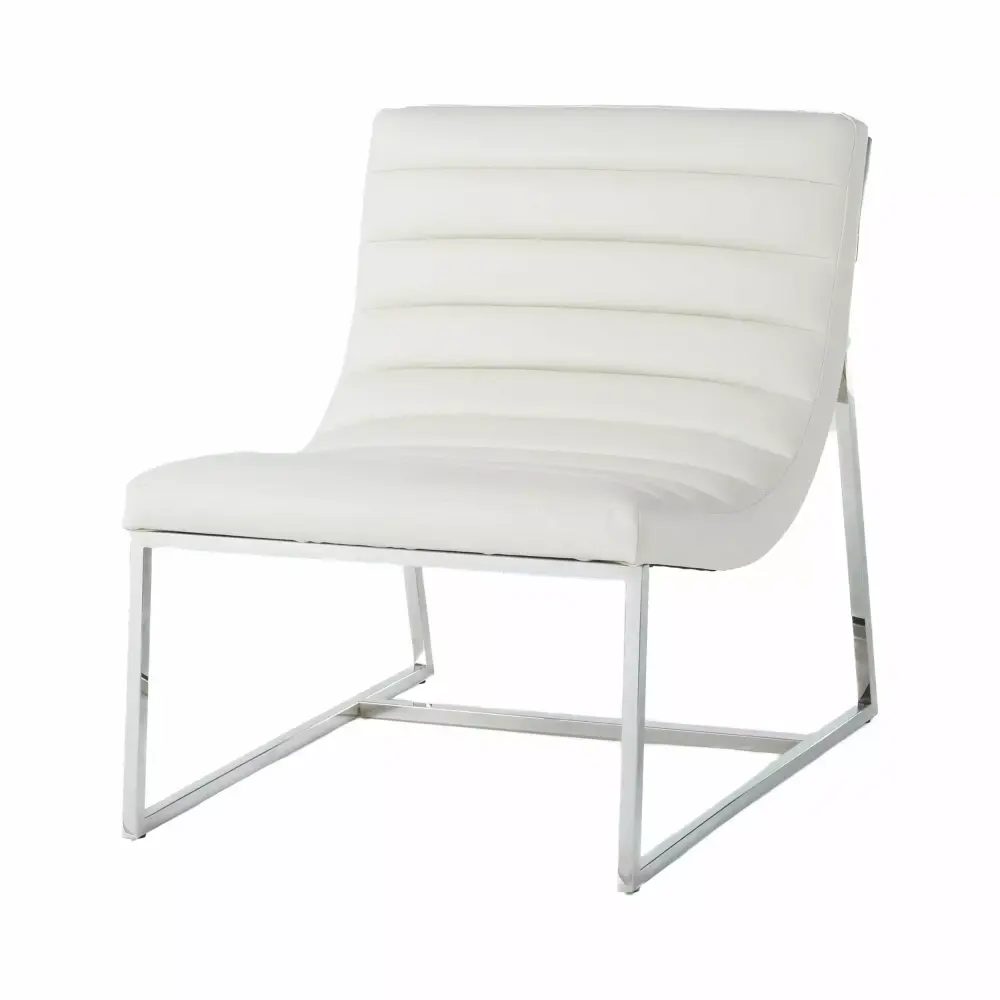GDF Studio Ishan White Leather Living Room Sofa Chair for Modern Homes