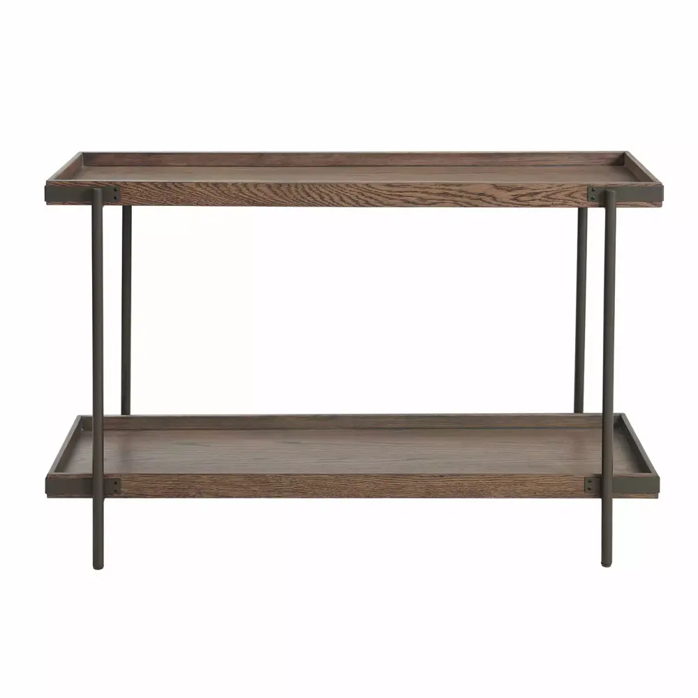 Alaterre Kyra 48L Oak and Metal Sofa TV Console Table with Shelf for Living Room