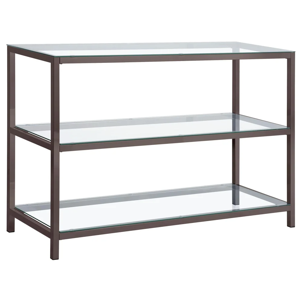 Trini Sofa Table with Glass Shelf in Black Nickel - Elegant and Practical