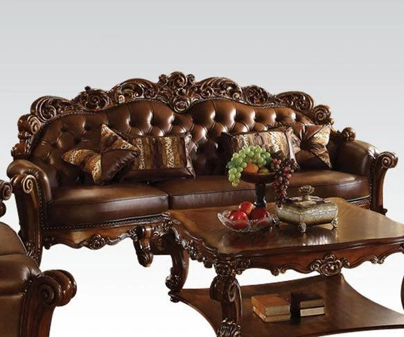 Acme Vendome Oversized Sofa with 4 Pillows in Cherry 52000 - Living Room Furniture