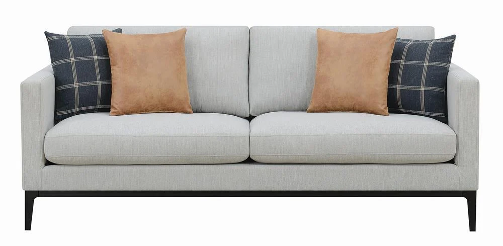 Apperson Cushioned Back Sofa Light Grey - Plush Three-Seater for Living Room