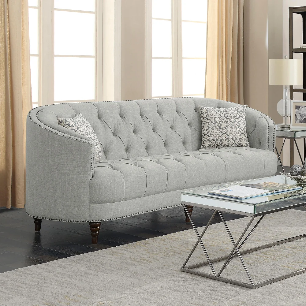 Avonlea Sloped Arm Upholstered Sofa Trim Grey - Contemporary Sofa for Living Room