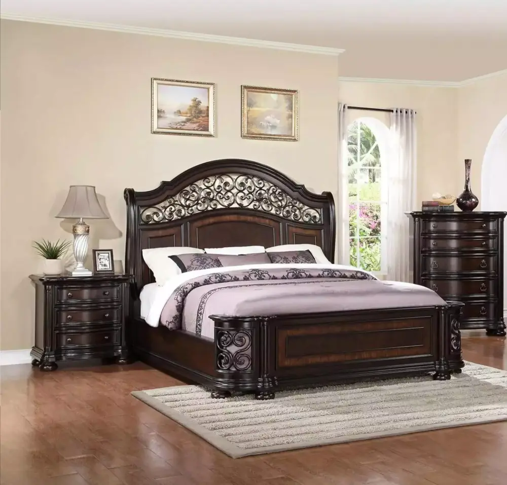 Espresso Solid Hardwood Cal King Bed B366 ALLISON Mcferran Traditional Timeless