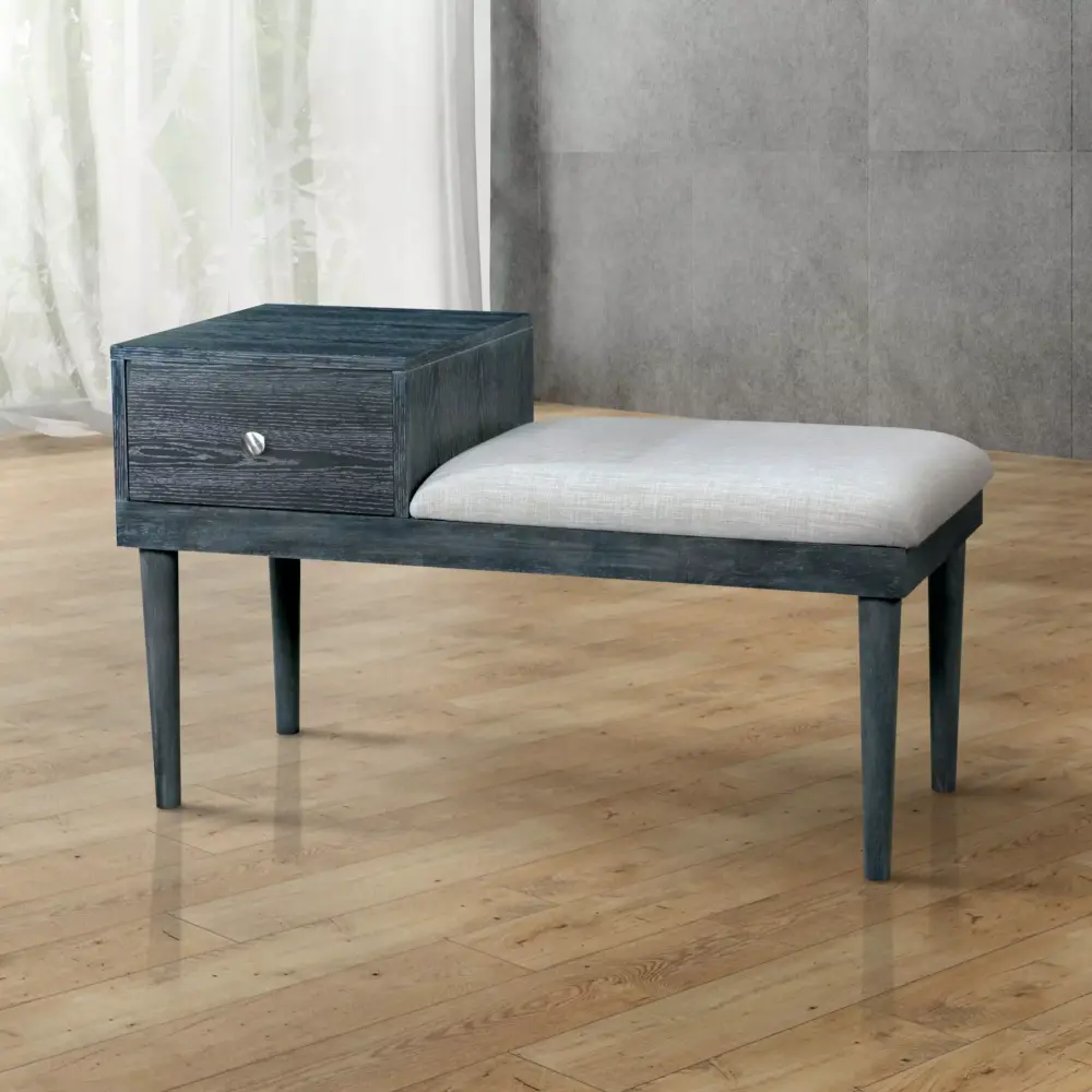 Furniture of America Jays Contemporary Grey Solid Wood 1-Drawer Accent Bench