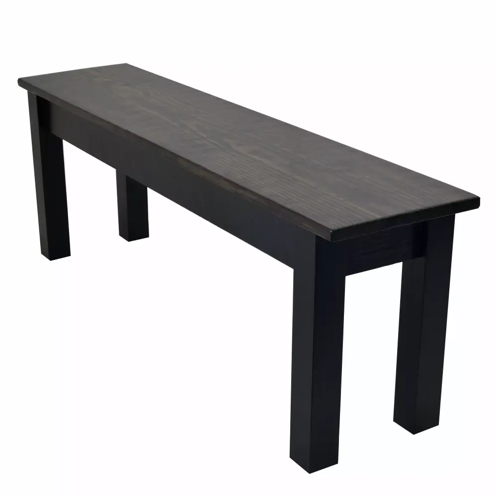 DARK WALNUT & BLACK BENCH-54 Inch Solid Wood Entryway Bench
