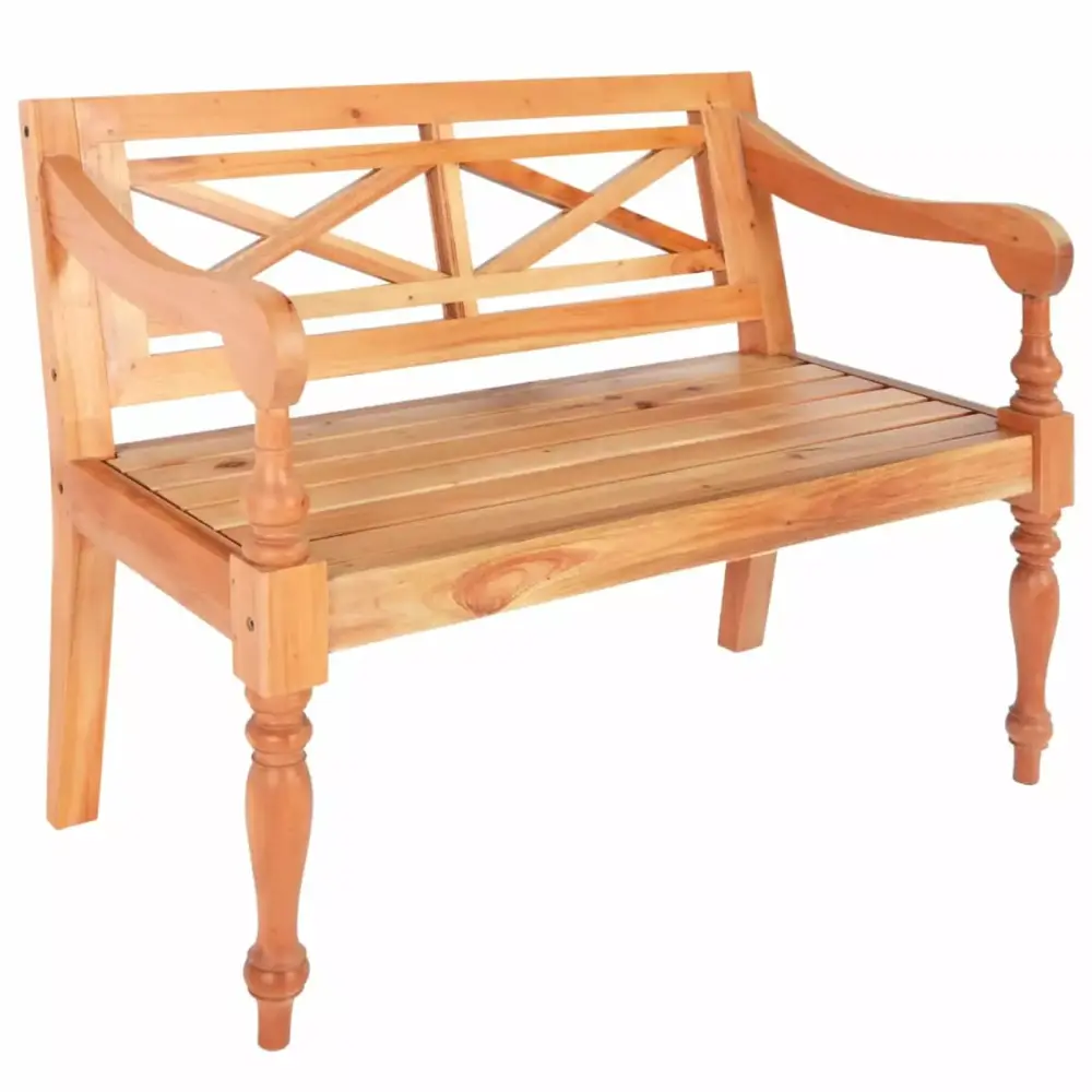 Batavia Bench 38.6 Solid Mahogany Wood Brown for Indoor Use