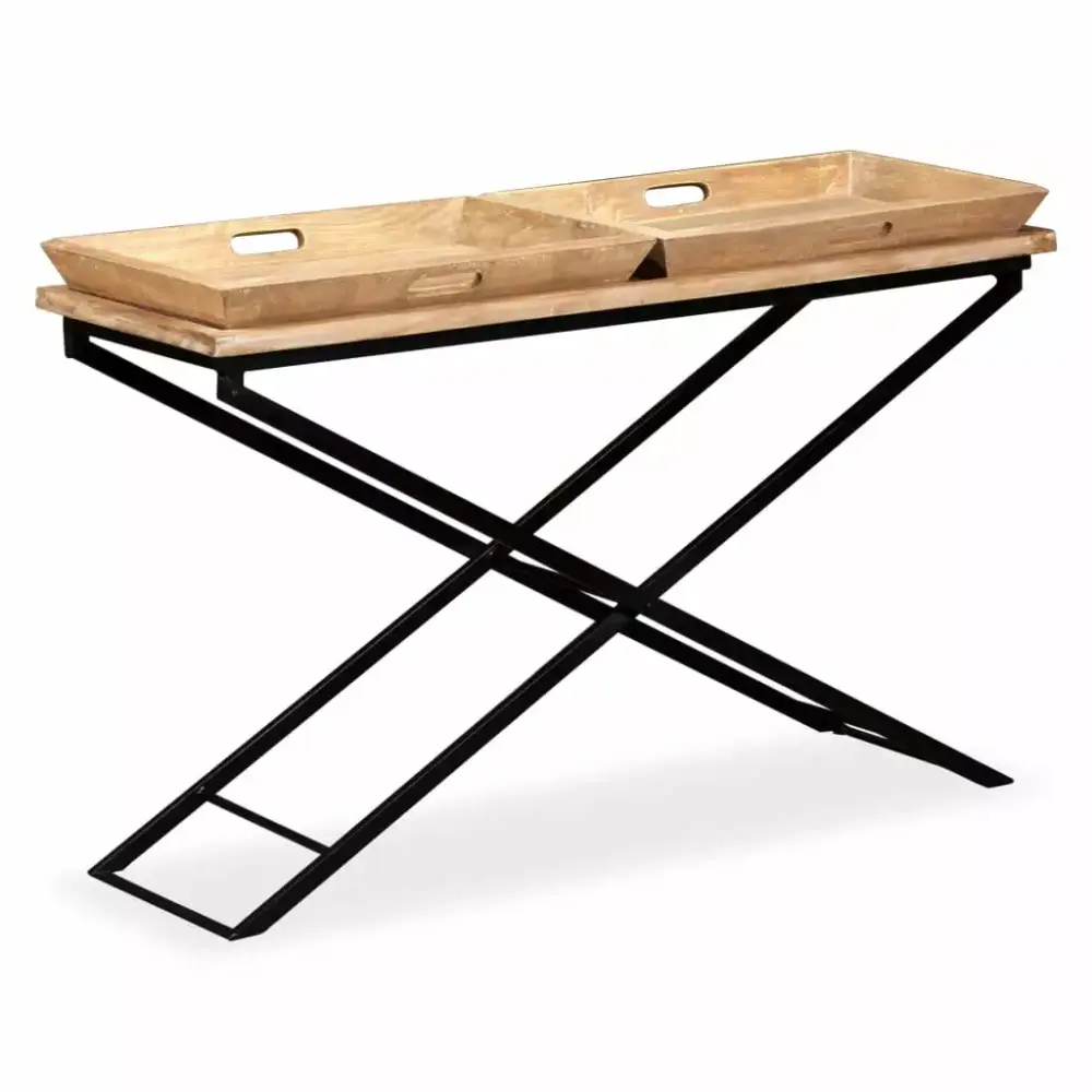 vidaXL Console Table Solid Mango Wood 51.2x15.7x31.5 Inches for Entryway Living Room