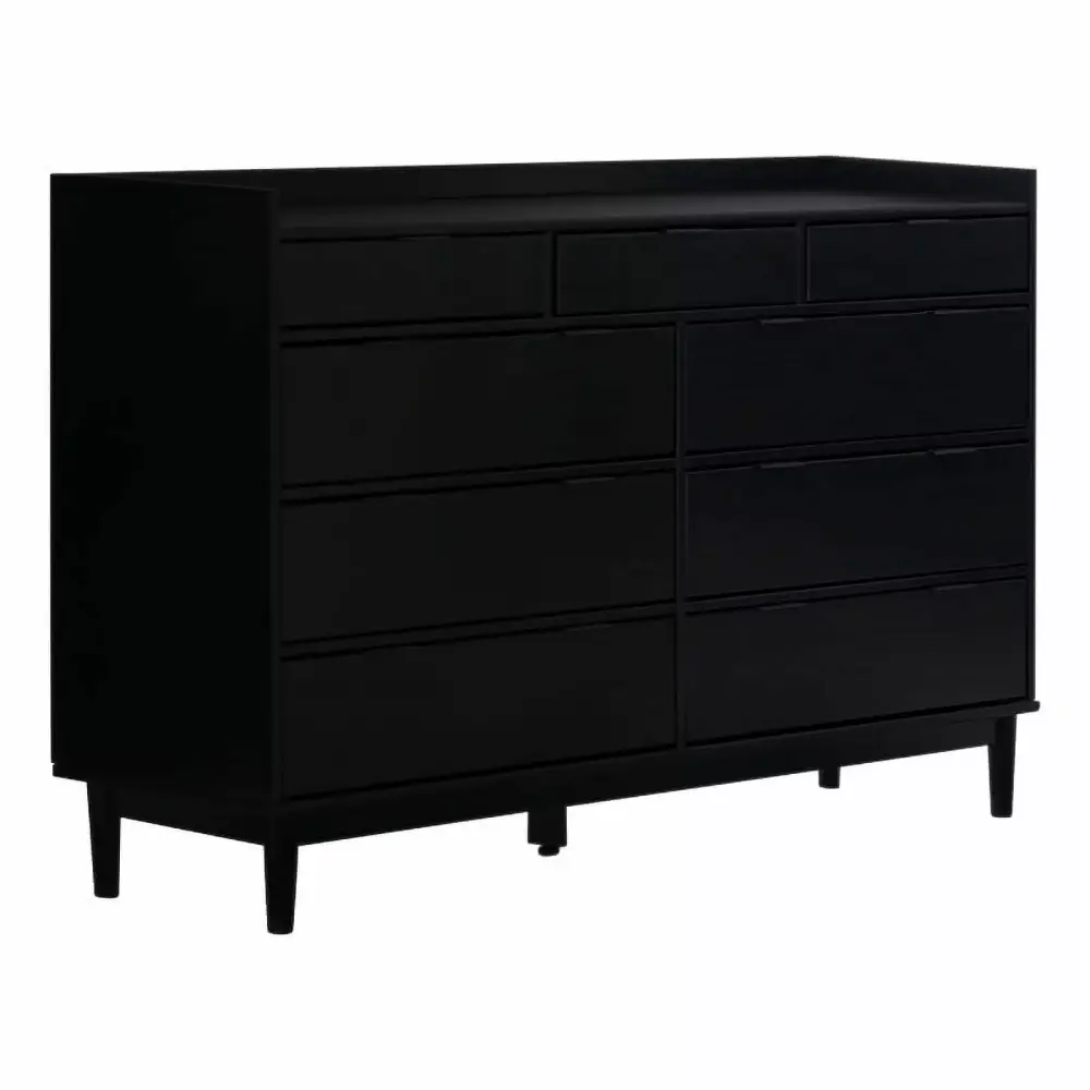 60 Lee 9 Drawer Solid Wood Dresser - Black Modern Bedroom Storage