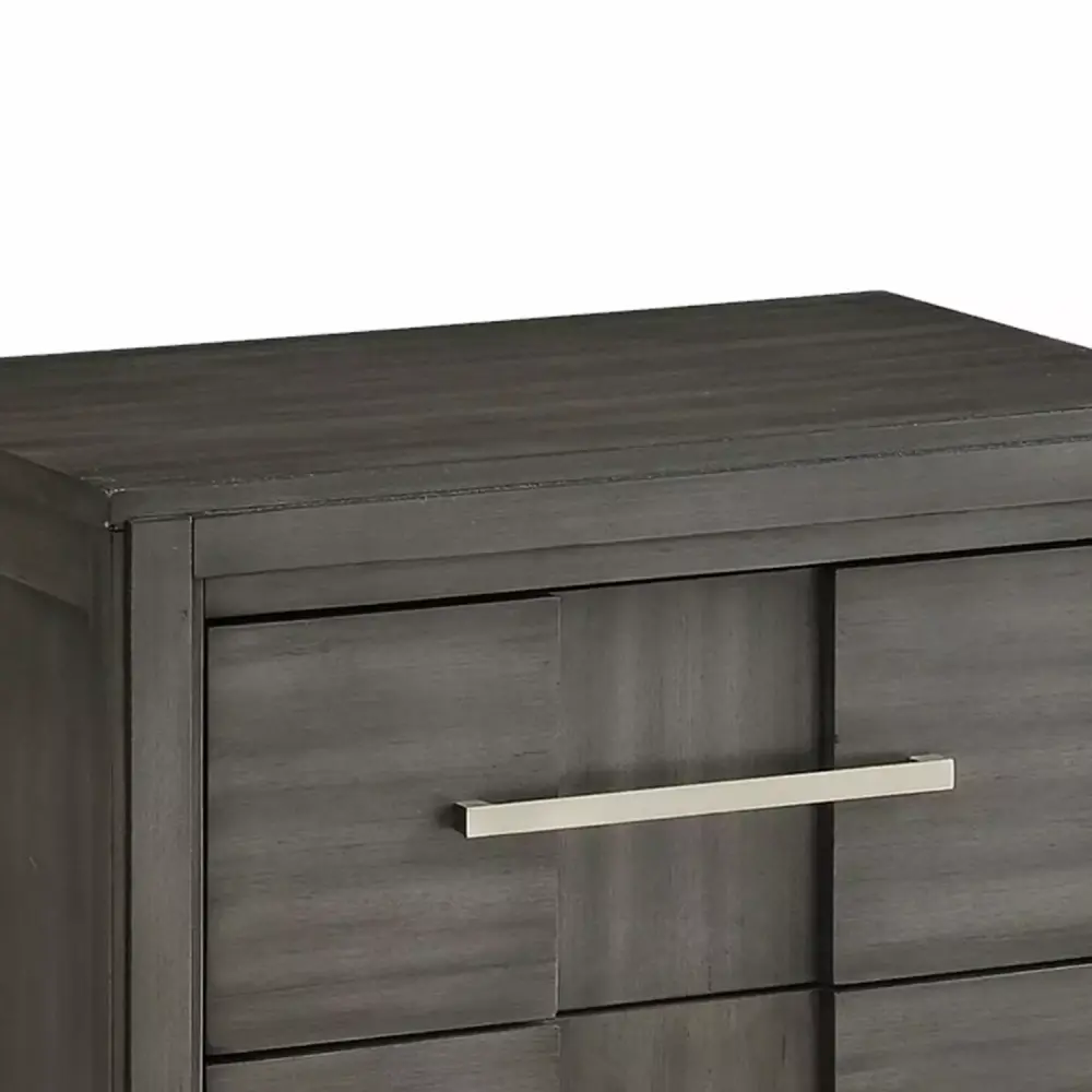 Benzara Transitional Solid Wood Night Stand with Two Drawers - Gray Bedside Table