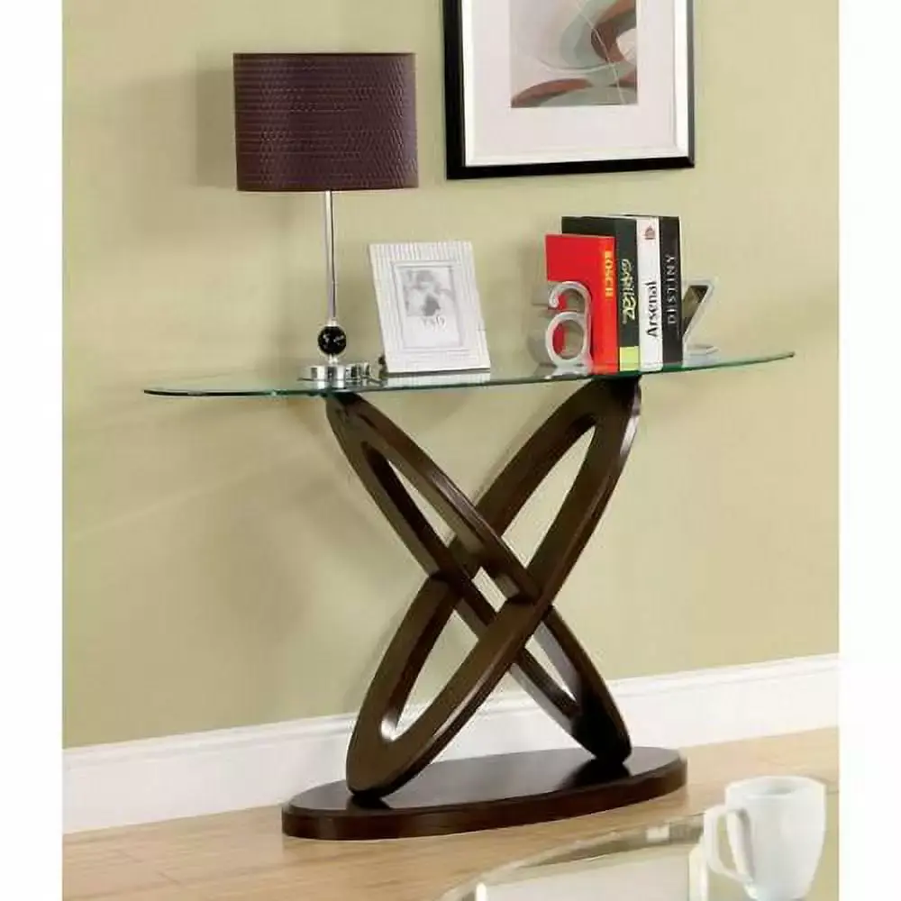 Furniture of America Faza Contemporary Walnut Solid Wood Sofa Table