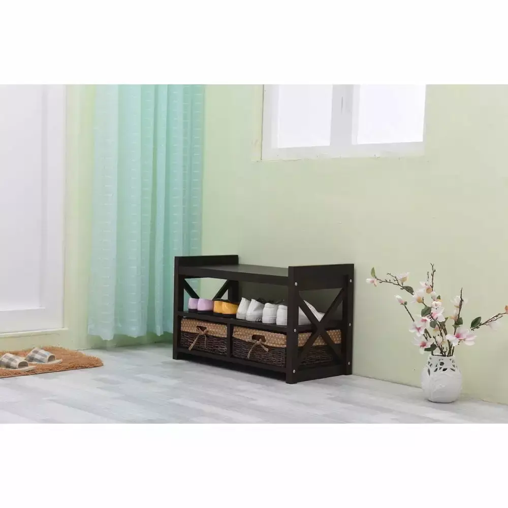 First Lighting Harmony Solid Wood Entryway Storage Bench