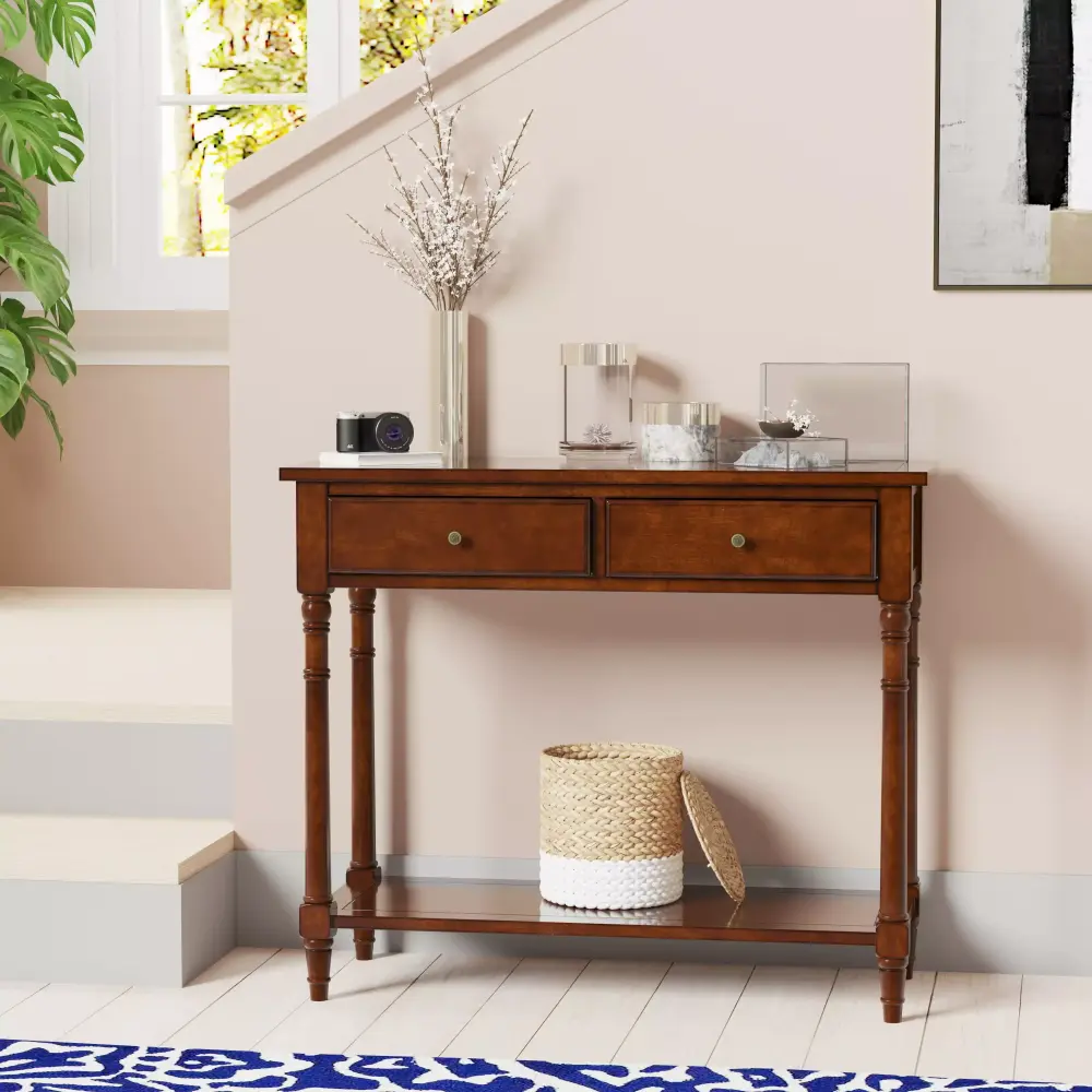 CoSoTower American Solid Wood Sofa Table in Cherry Finish