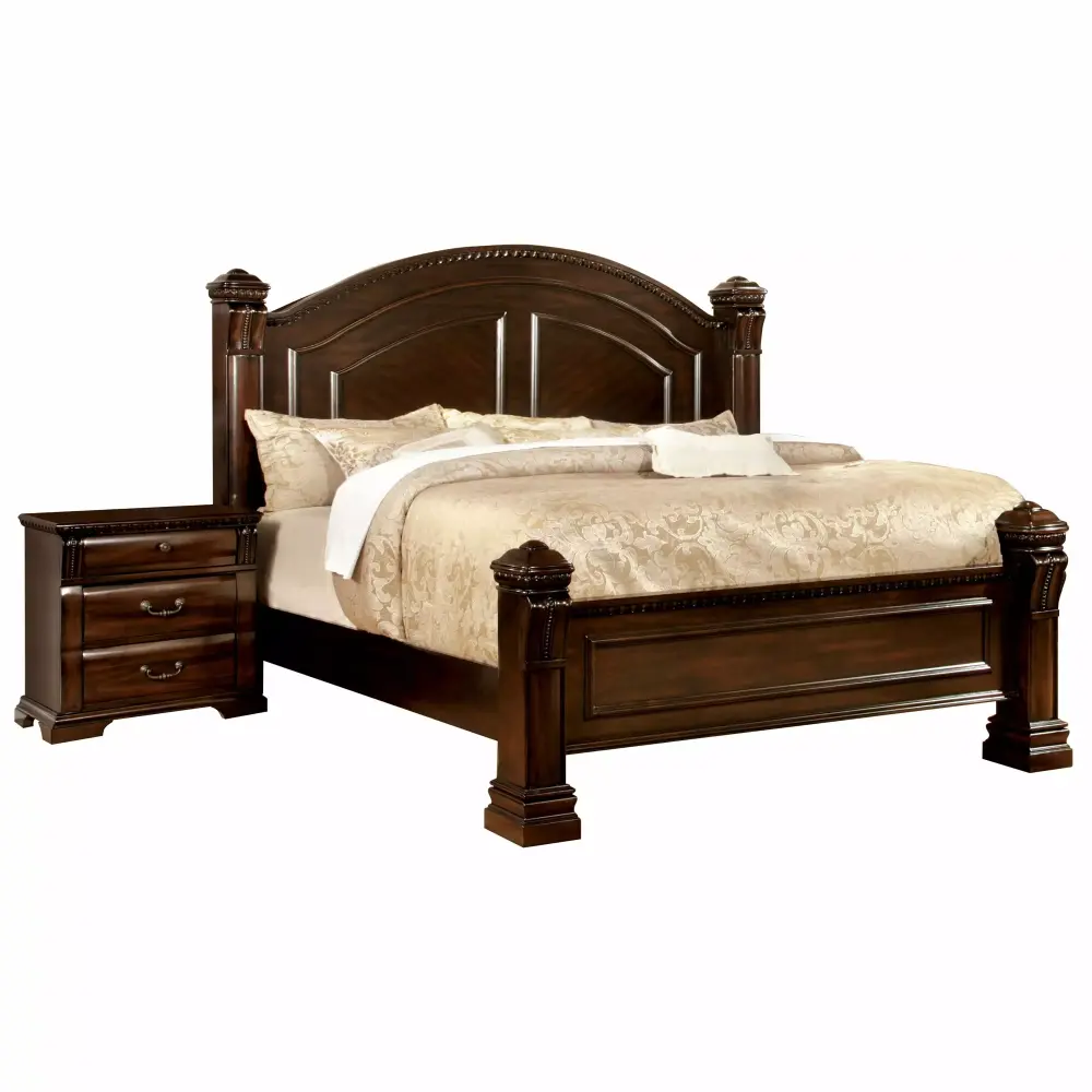 Furniture of America Oulette 2-Piece Solid Wood Bedroom Set in Cherry Finish Eastern King