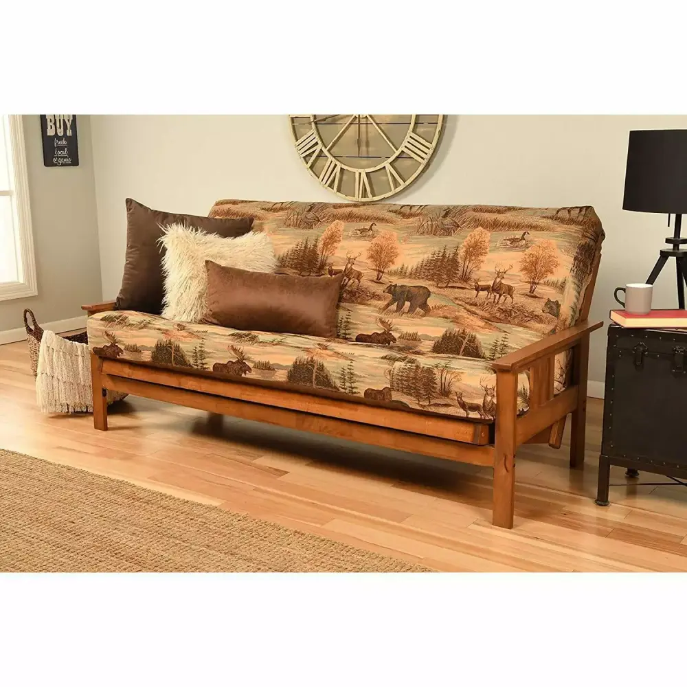 Maykoosh Southwestern Sensibilities Futon Frame with Barbados Finish and Suede Gray Mattress