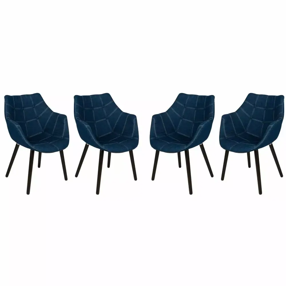 HomeStock Southwestern Style Tufted Denim Lounge Chair Set of 4