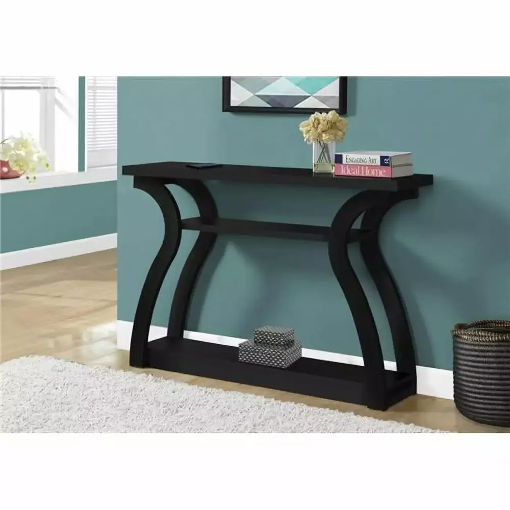 HomeRoots 47.25 Inch Black Hollow Core Particle Board Hall Console Table - Space Saving Accent Table