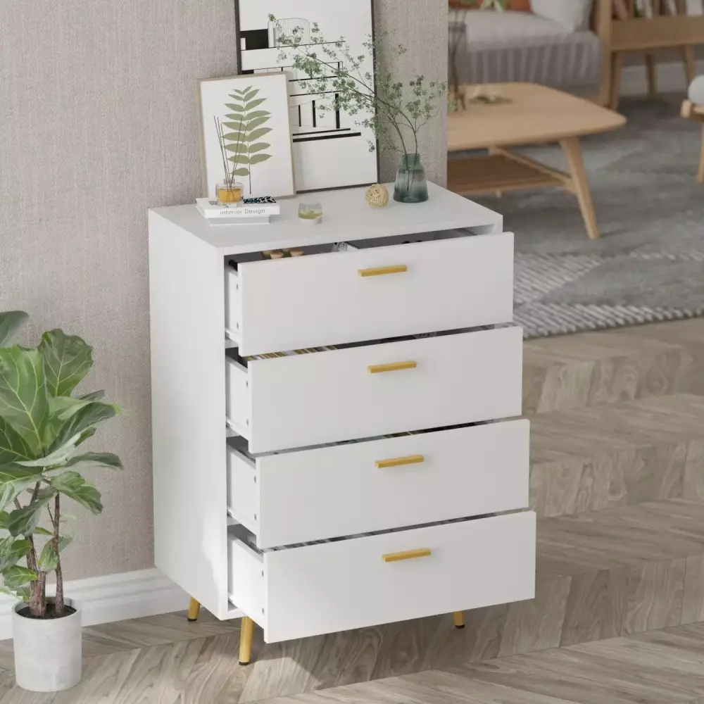 Timechee 37.5-inch Modern Space Saving 4-Drawer Chest White