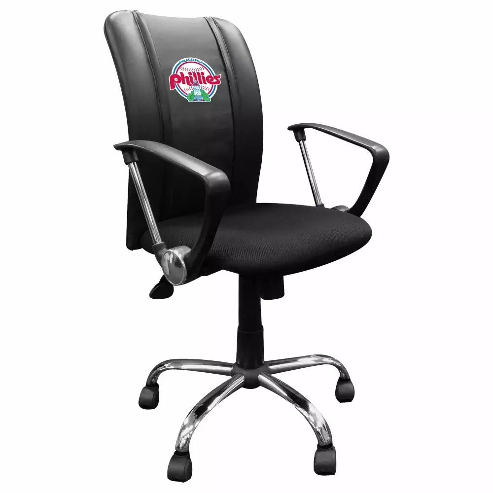 Black Philadelphia Phillies Team Logo Curve Task Chair for Baseball Lovers