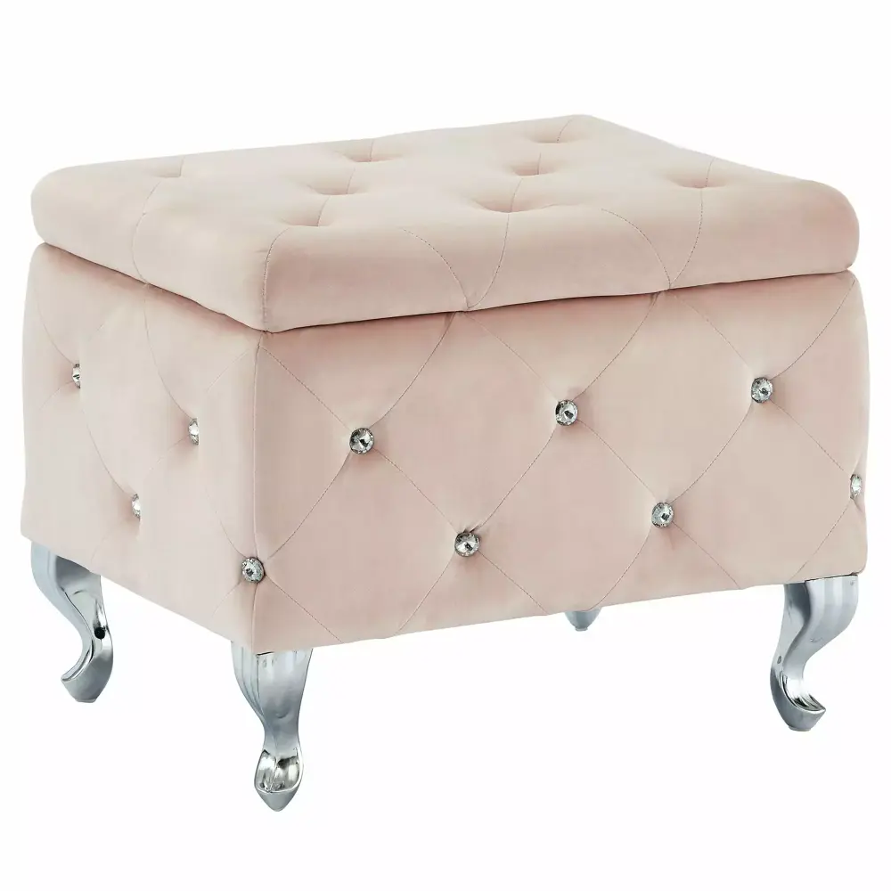 Contemporary Home Living 21.25 Beige and Silver Square Storage Ottoman