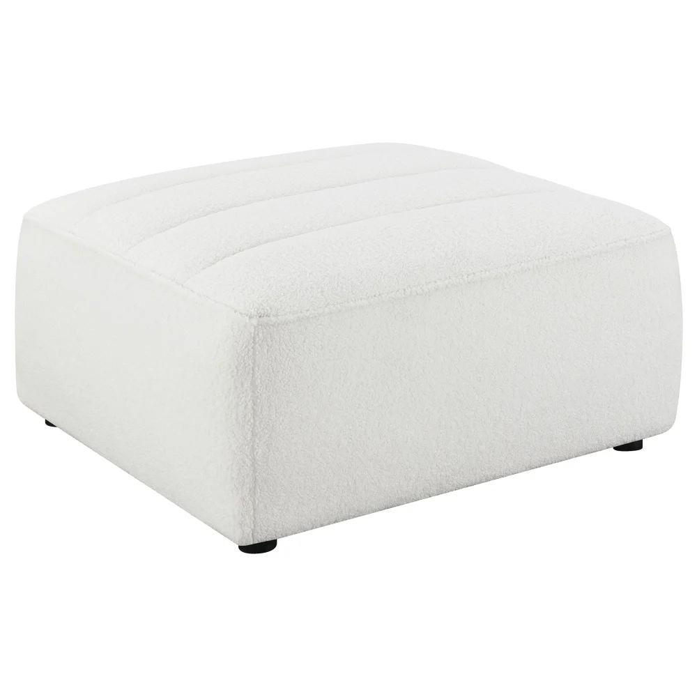 Sunny Upholstered Ottoman Natural Fabric Square Footrest