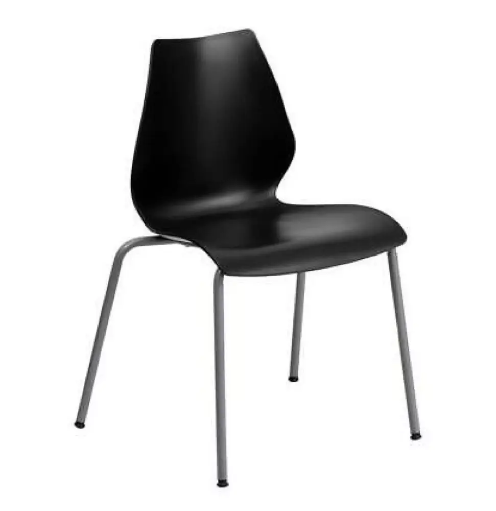 Depot Esh Stackable Chair with Ergonomic Metal Frame and Curved Back - Plastic Black Office Chair