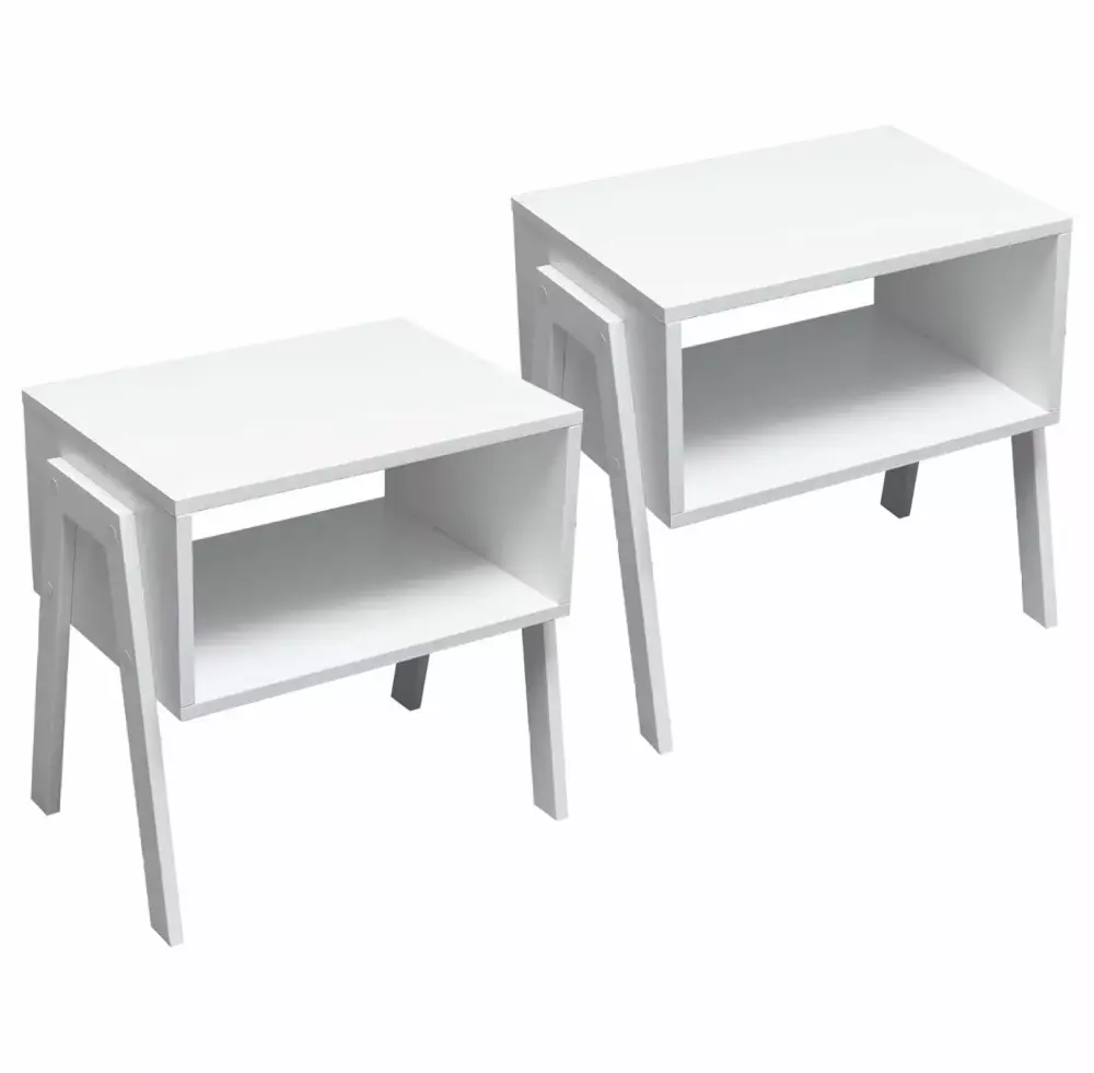 Drevy Stackable Bamboo End Tables Set of 2 - Modern Nightstands for Bedroom or Living Room