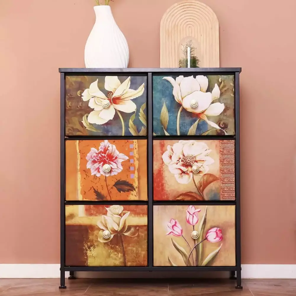 6-Drawer Dresser for Bedroom with Easy Pull Handle Fabric Drawers and Wood Top for Closet Living Room